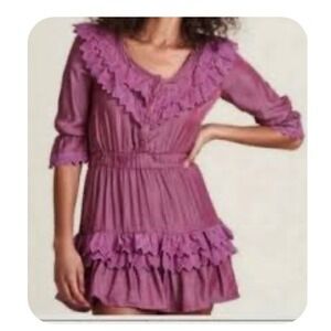 Tuckerknuck The Shirt Rochelle Behrens Purple Ruffle‎ Dress Sz Small Cottage
